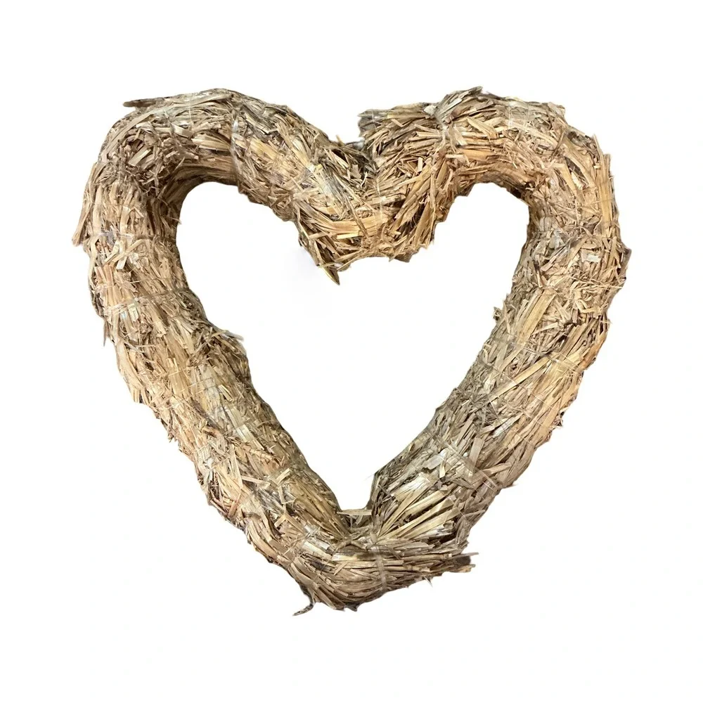 Natural Straw Heart Wreath 11 Inch Rustic Farmhouse DIY Craft Base Tan